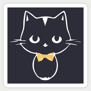 Cute Kawaii Kitten with bow tie on dark Sticker